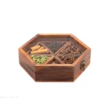 Wooden box for spices gift (Hexagonal& 6 Containers) - Image 4