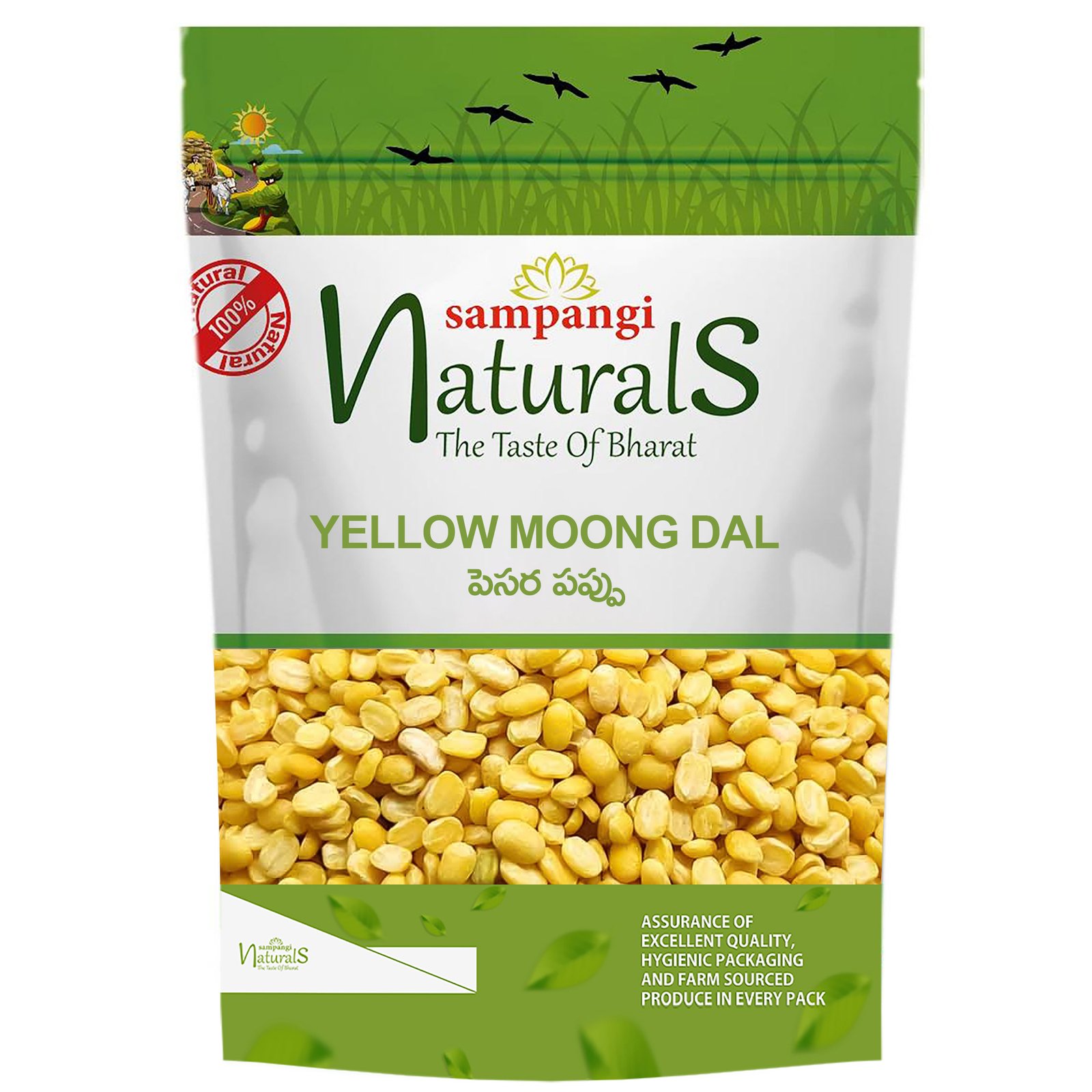 Sampangi-Naturals-yellow-moong-dal-pulses-and-dals.jpg Moong Dal | Pesara Pappu – 500 gms - Image 1